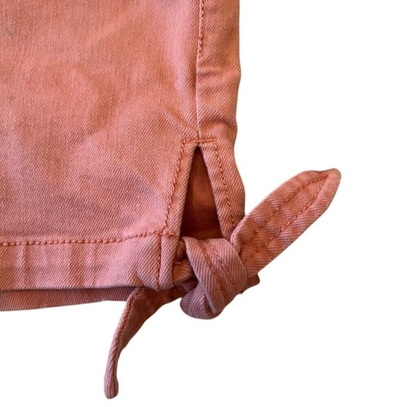 LOFT Coral Pink Twill Shorts Tie Hem Cotton Blend Y2K Summer Casual Women's 2 - Picture 4 of 8